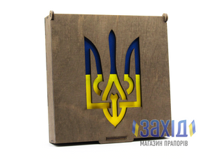 Прапор України з габардину в подарунковій коробці "Тризуб" pu-pkrb-hab90x135 фото